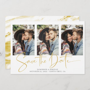 Handgeschreven script (standaard) Gold Marble Save The Date
