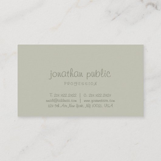 Handgeschreven Script-stijlvolle, elegante groene Visitekaartje (Achterkant)