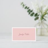Handgeschreven script Trendy Modern Blush Pink Whi Visitekaartje (Staand voorkant)