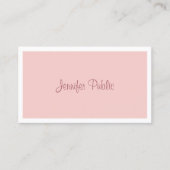 Handgeschreven script Trendy Modern Blush Pink Whi Visitekaartje (Voorkant)