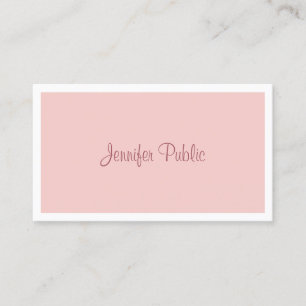 Handgeschreven script Trendy Modern Blush Pink Whi Visitekaartje