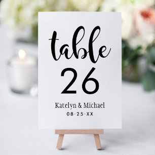 Handgeschreven script trouwtafel nummerkaart kaart
