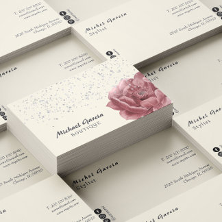 Handgeschreven Script Typografie Pink Roses Flower Visitekaartje