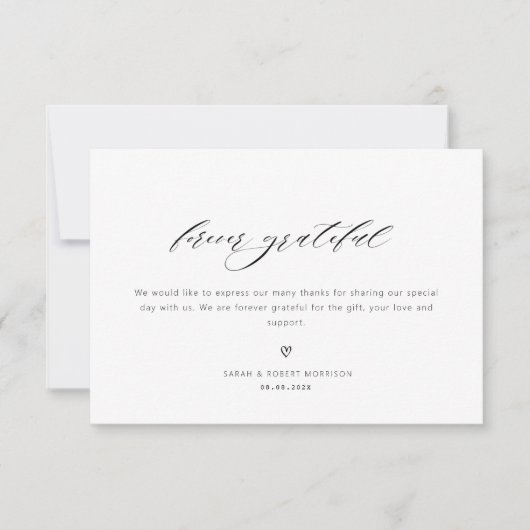 handgeschreven script unieke bruiloft bedankt kaar (Voorkant)