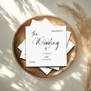 Handgeschreven script 'Welkom op onze bruiloft' Servet