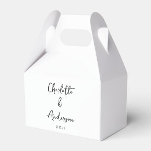 Handgeschreven Script Whimsical White Custom Weddi Bedankdoosjes