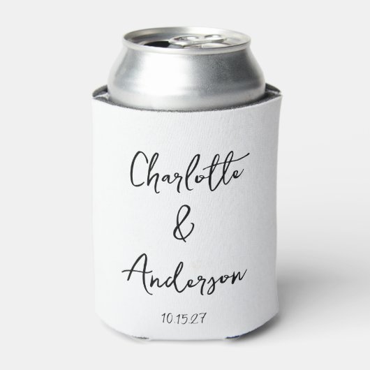 Handgeschreven Script Whimsical White Custom Weddi Blikjeskoeler (Blikje Voorkant)