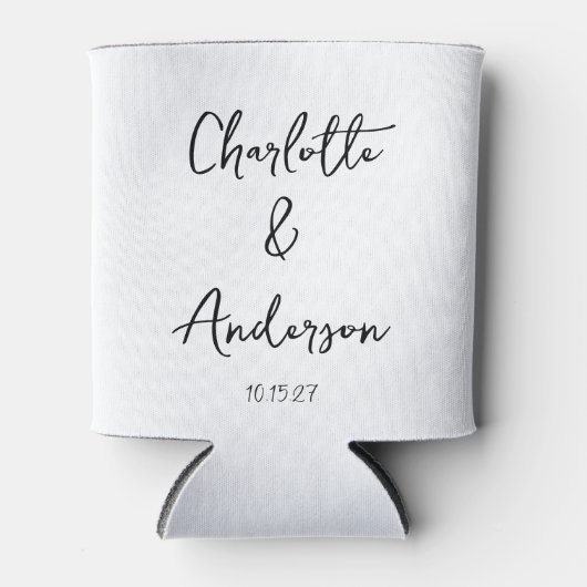 Handgeschreven Script Whimsical White Custom Weddi Blikjeskoeler (Voorkant)
