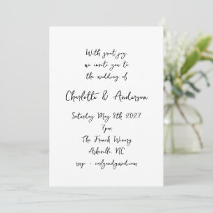 Handgeschreven Script Whimsy Quirky White Wedding Kaart