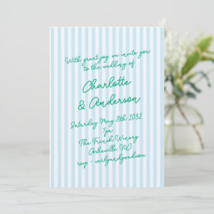 Handgeschreven Script Whimsy Strepen Quirkyl Trouw Kaart