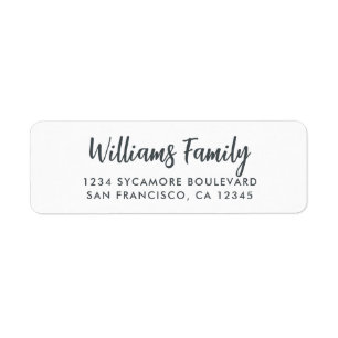 Handgeschreven script witte familie retouradres etiket