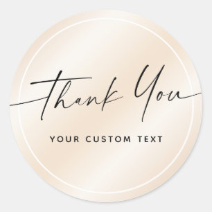 Handgeschreven script zakelijk dank je iory satin ronde sticker