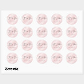 Handgeschreven script zakelijk dank u roze satin ronde sticker (Vel)