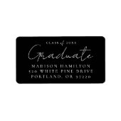 Handgeschreven Script Zwart Afstuderen Retouradres Etiket (Voorkant)