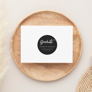 Handgeschreven script Zwart Wit Afstuderen Ronde Sticker