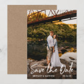 Handgeschreven scriptkoppeling Foto Kraft Save The Date (Voorkant / Achterkant)