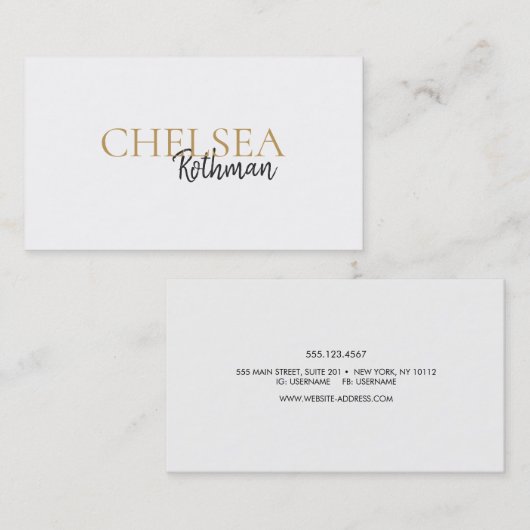 Handgeschreven scriptlettertype voor script visitekaartje (Voorkant / Achterkant)