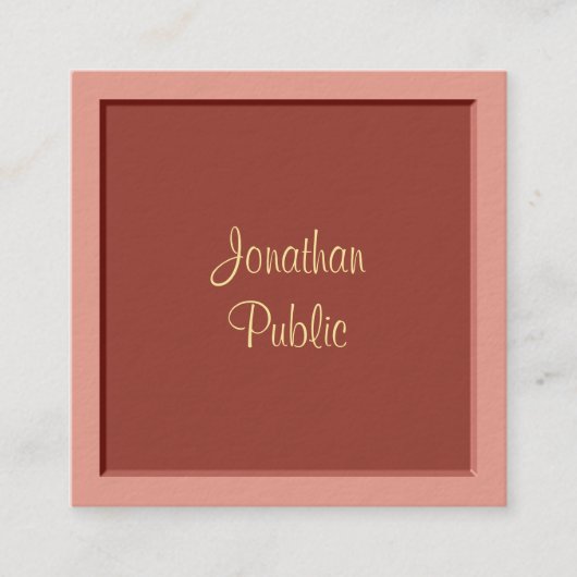 Handgeschreven scriptnaam Modern Elegant Sjabloon Vierkante Visitekaartje (Voorkant)