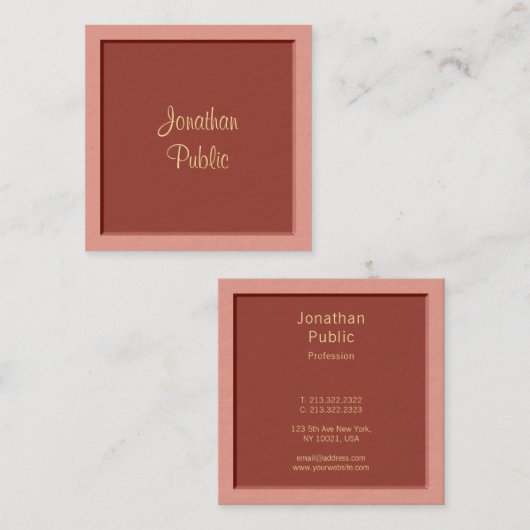 Handgeschreven scriptnaam Modern Elegant Sjabloon Vierkante Visitekaartje (Voorkant / Achterkant)