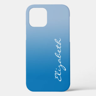 Handgeschreven scriptnaam op Blue Gradient iPhone 12 Hoesje