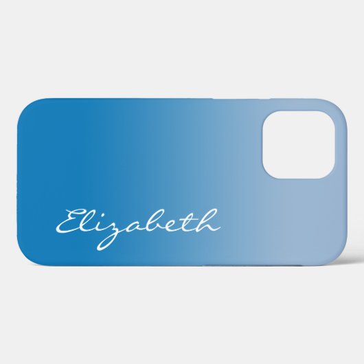 Handgeschreven scriptnaam op Blue Gradient Case-Mate iPhone Case (Achterkant (horizontaal))