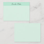Handgeschreven scriptnaam Tekst Modern Mint Green Notitiekaartje (Voorkant / Achterkant)