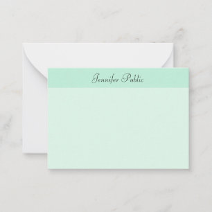 Handgeschreven scriptnaam Tekst Modern Mint Green Notitiekaartje