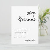 Handgeschreven scriptnamen Minimalist Plain Weddin Kaart (Staand voorkant)
