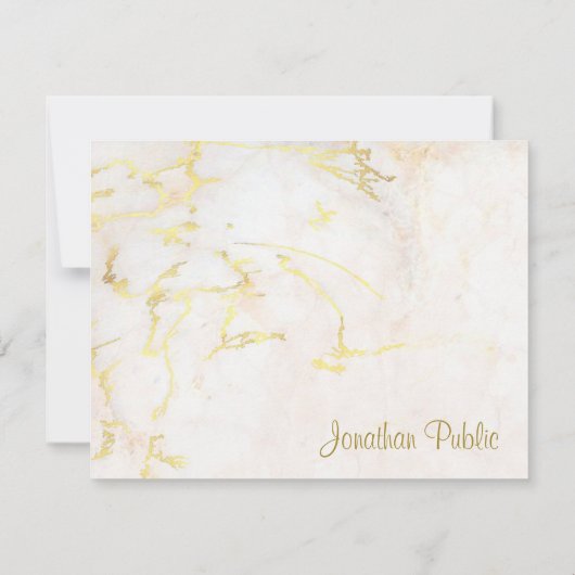 Handgeschreven Sjabloon Gold Script Text Marble (Achterkant)