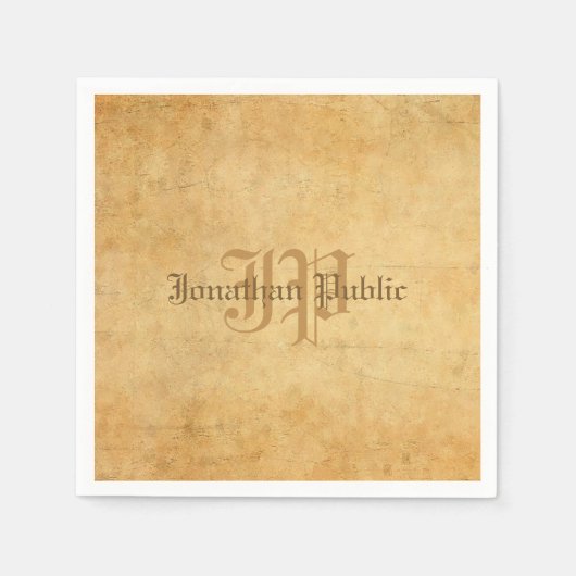 handgeschreven Sjabloon van Monogram weddenschap Servet (Voorkant)