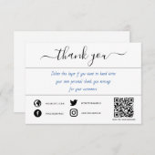 Handgeschreven sociale qr-code bedankt dat je kaar (Voorkant / Achterkant)