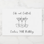 Handgeschreven Taarten Cocktails Doodles Verjaarda Sparkling Wijnetiket (Enkel label)