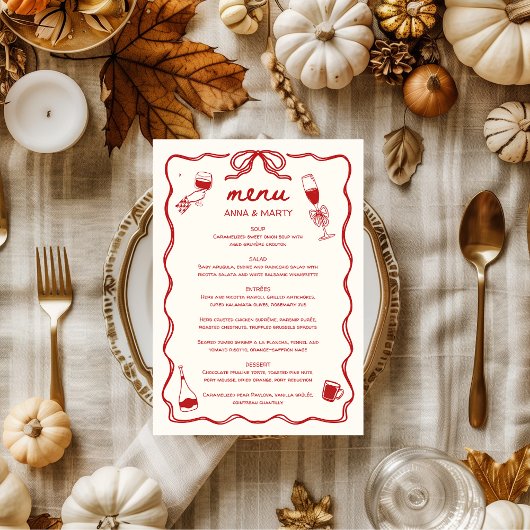 Handgeschreven tekening Scribble Doodle Red Weddin Menu