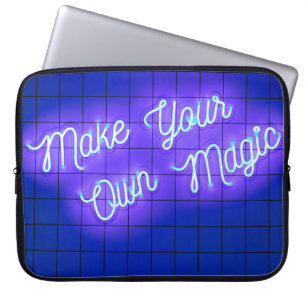 Handgeschreven tekst voor het gloeien van de neon laptop sleeve