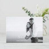 Handgeschreven trouwfotokaart - Witte script Bedankkaart (Staand voorkant)