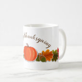 Handgeschreven typografie pompoen bladeren Thanksg Koffiemok (Voorkant rechts)