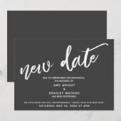 Handgeschreven Uitgestelde Trouwdatum Donkergrijs Kaart (Voorkant / Achterkant)