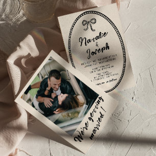 Handgeschreven  Unieke Moderne Fotobruiloft Kaart