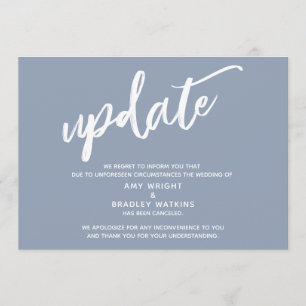 Handgeschreven Update Afgelaste Trouw Dusty Blue Kaart