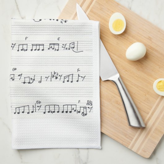 Handgeschreven vel muziek houdt het beloofde lied  theedoek (Quarter Fold)