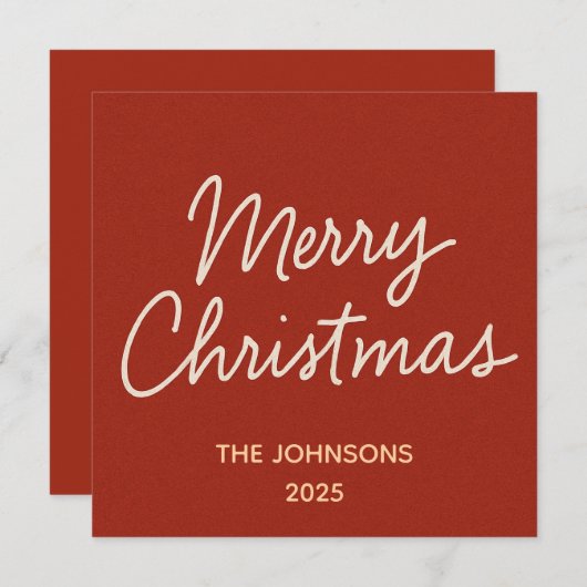 Handgeschreven Vrolijke Kerstgroet op Rood Feestdagenkaart (Voorkant / Achterkant)