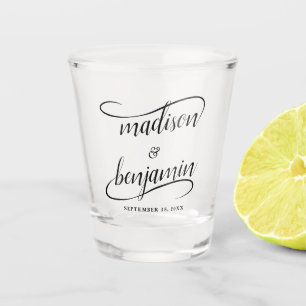 Handgeschreven waskalligrafie met bride en gom shot glas