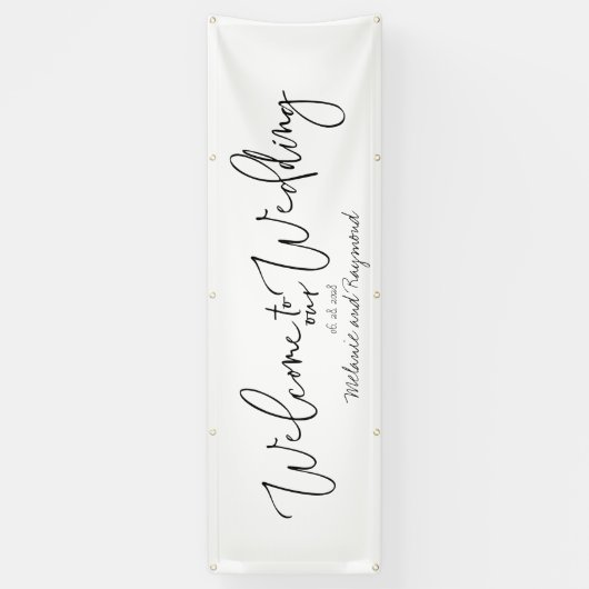 Handgeschreven Welkom op onze bruiloft 3 x 8 voet Spandoek (Verticaal)