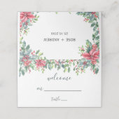 Handgeschreven Welkom Poinsettia Kerstbruiloft (Buitenkant ongevouwen)