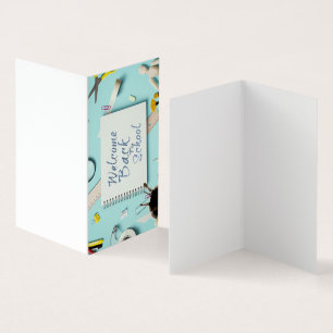 Handgeschreven "Welkom terug op school" Kaart