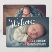 Handgeschreven welkomstfoto geboorteaankondiging aankondiging (Voorkant / Achterkant)