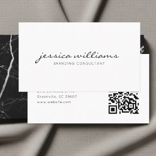 Handgeschreven wit minimalistisch QR-code schrift Visitekaartje