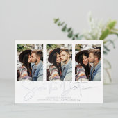 Handgeschreven zilveren oliesleutel Sla de datum o Folie Uitnodiging (Staand Voorkant)