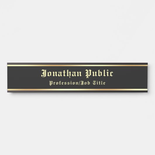 Handgeschreven Zwart Goud Classic Nostalgische loo Deurbordje (Voorkant)