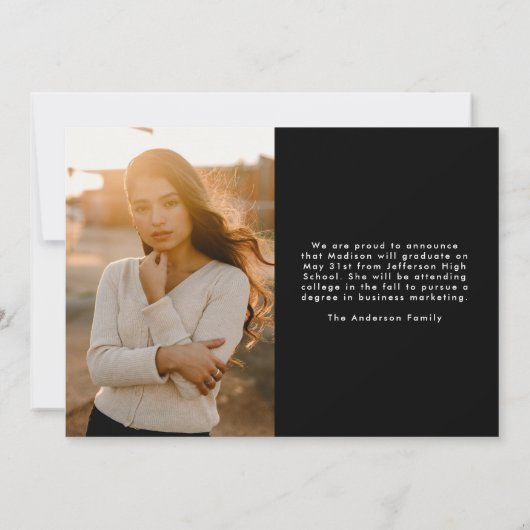 Handgeschreven Zwart Script 2 Foto Afstuderen Aankondiging (Achterkant)